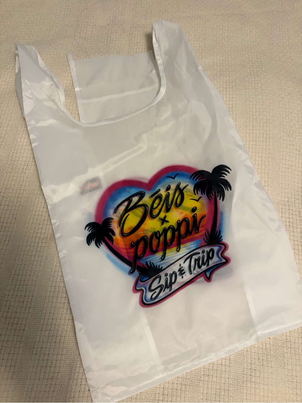 BEIS & Poppi Re-Usable White Tote with Sunset Heart